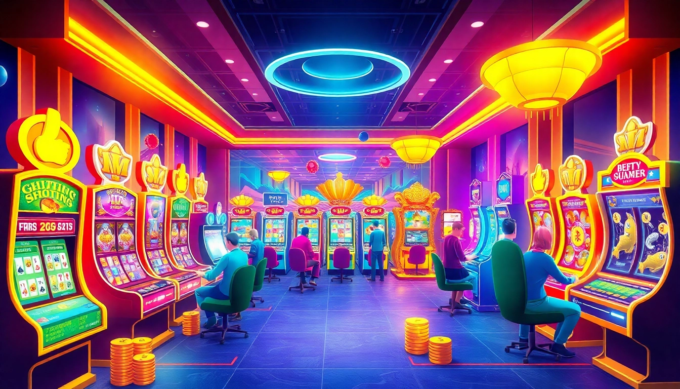 Exciting online gaming scene representing dittytalk.com with vibrant colors and players engaging in various games.